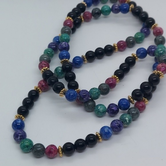 Glass bead multicolor necklace - Picture 4 of 4